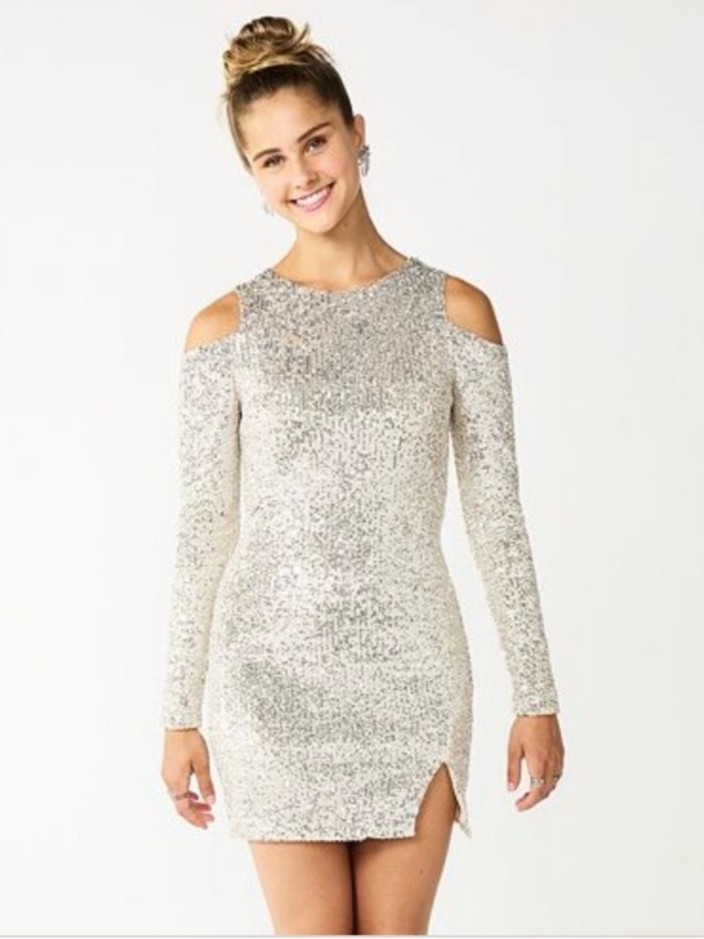 SO Gold Sequin Mini Dress